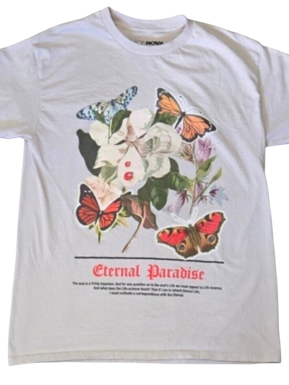 Fashion Nova Eternal Paradise Butterfly Graphic T Shirt White Medium